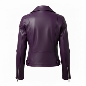 Veste en cuir de moto pour femmes, couleur violette, logo personnalisé, quantité en gros, cuir véritable, veste de motard, haute qualité, fabricant professionnel - Product Image 3