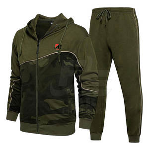 Ensemble de survêtement sportif d'hiver pour homme avec veste à capuche et pantalon à cordon de serrage, séchage rapide, léger, vêtements de sport pour l'entraînement ou l'usage quotidien - Product Image 1