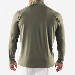 Pull de golf à manches longues en maille à fermeture éclair 1/4, léger, en polyester, à séchage rapide, uni, pour hommes, vente en gros - Product Image 3