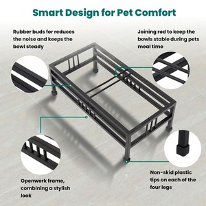 Cuencos de comida elevados de doble cena con impresiones de logotipo personalizado para perros, comedero de viaje, cuenco de alimentación elevado plegable de acero inoxidable para mascotas - Product Image 6