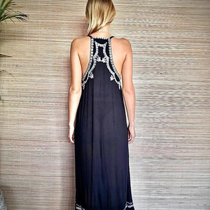 Holiday Beach Boho Style Modern Hand Embroidered Maxi <b>Dress</b> Fashionable Rayon <b>Viscose</b> Floral Loose Fit Sexy Women's - Product Image 1