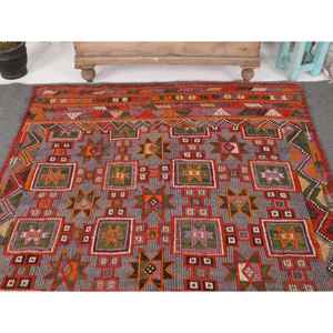Tapis turc 4,9x7,4 pi (150x227 cm), tapis persan vintage rouge Kilim - Product Image 3