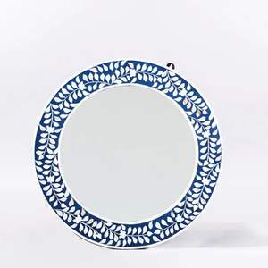 Miroir mural rond incrusté de nacre florale moderne pour la décoration de la maison dans la salle de bain, la chambre et le salon - Product Image 1