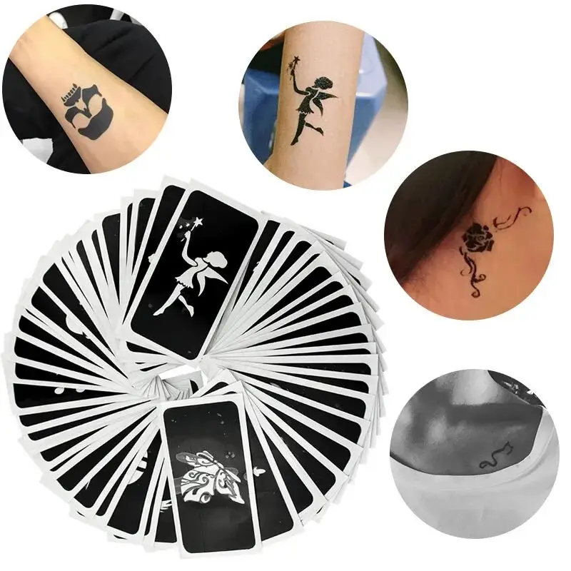 10 pz/20 pz autoadesivo del tatuaggio popolare piccolo tatuaggio adesivi hennè Stencil pittura del corpo Stencil carta tatuaggio temporaneo impermeabile