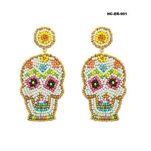 Pendientes bordados con cuentas con Tema basado en festivales Hermoso diseño atractivo multicolor y hecho de cuentas de vidrio 100% - Product Image 3