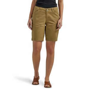Shorts Bermuda en chino tissé pour femmes, grande taille, été, décontractés, respirants, séchage rapide, anti-froissement, fermeture éclair, couleur unie - Product Image 1