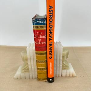 Serre-livres Vintage Onyx, Serre-livres décoratifs en pierre d'onyx blanc, Serre-livres en onyx vert ancien - Product Image 5