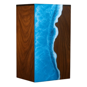 Resin Wave Cremation Urn Hardwood Ashes <b>Keepsake</b> <b>Box</b> Memorial <b>Keepsake</b> Cremation urns For Human Ashes - Product Image 2