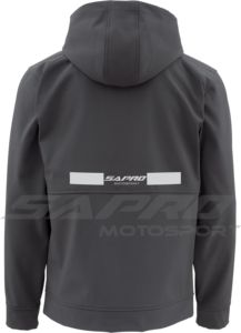 Veste de moto softshell imperméable et respirante pour homme, coupe ajustée, avec revers et ourlet tricotés, protection CE intégrée, capuche, modèle Sapro Hiver - Product Image 3