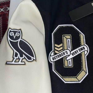 Veste universitaire de haute qualité avec logo personnalisé pour hommes, couleur unie avec manches en cuir, option taille plus pour les lettresman - Product Image 2