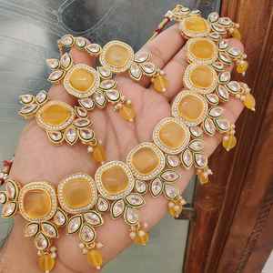 Monalisa Stone AD Set Gargantilla de calidad superior Conjunto de collar para mujer Perfecto para ocasiones festivas Conjunto de collar de lujo - Product Image 6