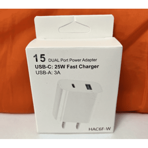 Chargeur rapide HAC6F-W USB C 25W USB 3A, chargeur mural, prise UK, prise EU, prise US - Sortie 5V/2.4A, protection contre les courts-circuits, pour usage domestique et maritime - Product Image 1