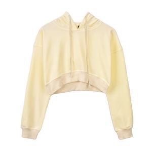 Sudadera con capucha recortada de gran tamaño de algodón pesado de lana lisa con diamantes de imitación de invierno de alta calidad de fabricante pakistaní - Product Image 2