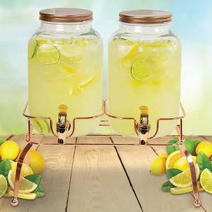 Lot de 2 distributeurs de boissons multifonctions en métal avec support pour la fête - Product Image 3