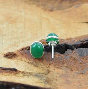 <b>Green</b> Onyx Gemstone Stud <b>Earrings</b> Jewelry For Women Silver Boho Style Jewelry 925 Sterling Silver Trending Handmade <b>Earrings</b> - Product Image 3