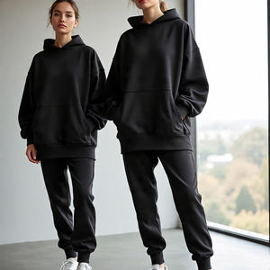 Women Winter Hooded Solid Eco-Friendly 400g <b>1</b>/4 <b>Zip</b>-Up Tracksuit Casual Heavyweight Long Sleeve <b>Sweatshirts</b> and Sweatpants - Product Image 1