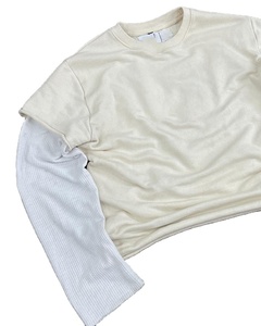 เสื้อยืดสตรีทแวร์ผู้ชายไซส์ใหญ่แบบสั่งทำพิเศษ ผ้าฝ้าย 100% เสื้อยืดครอปสองชั้น แขนยาว ระบายอากาศได้ดี สำหรับผู้ชาย - Product Image 5