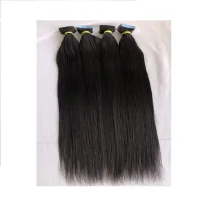 Top Premium Quality 100% Raw Indian Temple Virgin 24' Colour #1B Straight Tape In Hair Extension Wholesale Single Donor Supplier