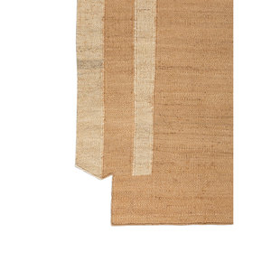 Tapis rayés en jute et chanvre tissé plat beige et marron Daaira PDJT-379 pour usage domestique - Product Image 4