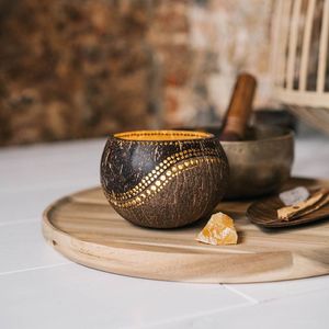 Portavelas de Cáscara de Coco de Estilo Moderno para Decoración del Hogar de Inspiración Antigua, Mesa de Centro, Estante y Ambiente - Product Image 5