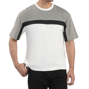 Panel T-Shirt High Quality Oversize Pattern Comfortable <b>Down</b> Shoulder Fashionable Plus Size Vintage Casual Wear Round Neck - Product Image 5