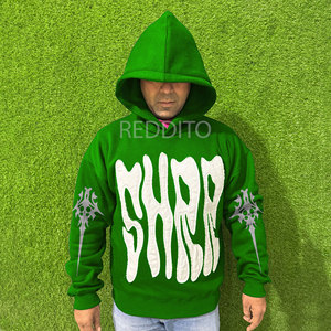 OEM 100% algodón invierno pulóver sudaderas con capucha para hombres niños corte holgado patrón sólido polar lavado liso teñido sudaderas con capucha cuello - Product Image 1