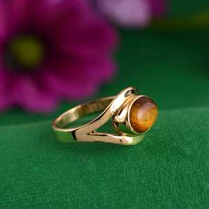 แหวนทองเหลืองวินเทจลายไทเกอร์อายสไตล์โบฮีเมียน ชุบทอง 18k ดีไซน์แหวนแยกส่วน แหวนขายส่งสำหรับผู้หญิง - Product Image 2