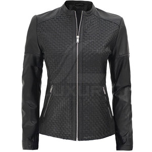 Low Price Women <b>Genuine</b> <b>Leather</b> <b>Jackets</b> Knitted Customized Colors & Sizes High Quality Eco-Friendly in Bulk Quantity - Product Image 3