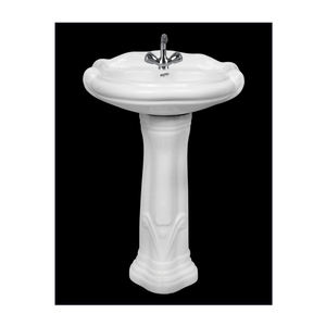 อ่างล้างหน้าเซรามิกสีขาวทรงวงรีมันวาวขนาด825x550x450มม. อ่างล้างมือแบบแท่นวางสำหรับห้องน้ำ - Product Image 1