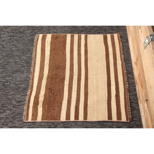 พรมวินเทจขนาด 2.3x2.1 ฟุต พรมตุรกีขนาดเล็ก พรมลายทางสีน้ำตาลเบจ - Product Image 5