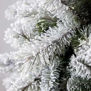 Fabrication d'un arbre de Noël artificiel en pin floqué de 7,5 pieds, fin et haut de gamme, pré-éclairé avec des lumières LED scintillantes changeantes de couleur - Product Image 5