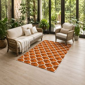 Tapis de salon moderne abstrait rouge bordeaux imprimé numériquement, lavable en machine, en chenille, antidérapant, RUGS DEPOT LXDP-0046, vente en gros - Product Image 6