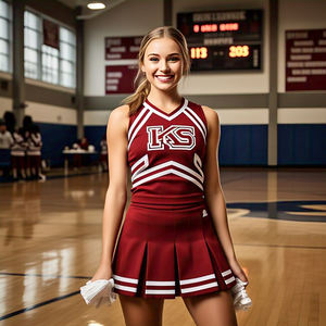 ยูนิฟอร์มเชียร์ลีดเดอร์สำหรับผู้หญิงชุดเชียร์ลีดเดอร์เสื้อแขนกุดกระโปรงเต้นรำ - Product Image 1