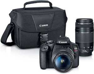 Appareil photo reflex numérique Rebel T7 de qualité supérieure avec kit de 2 objectifs EF18-55mm & EF75-300mm Noir DIY Industriel OEM Garantie de 3 ans Origine américaine - Product Image 1