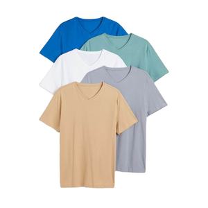 T-shirt col en V 100% coton 210 GSM pour hommes et femmes T-shirt col en V couleur unie - Product Image 1