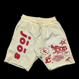 Vente en gros Short de grande qualité pour hommes avec ourlet délavé à l'acide sans broderie de détresse et lettres avec poches croisées OEM vêtements d'été de style vintage - Product Image 5