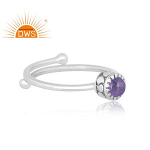 Latest Custom Design Fine Sterling Silver Natural Tanzanite Gemstone <b>Adjustable</b> <b>Ring</b> Jewelry For Women Gift For Her - Product Image 3