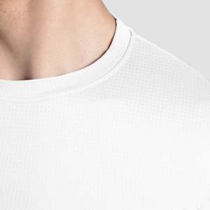 Cross Run Slim Fit 100% Polyester Knitted Exercise <b>Tee</b> in <b>White</b> Custom Label Lightweight Screen Printed with Solid Pattern - Product Image 6