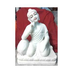 Statue du Bouddha en marbre blanc fait main, la plus belle, avec une finition soignée, pour la maison, le bureau et la vénération au temple. - Product Image 1