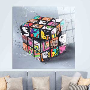 Art graffiti vibrant sur le thème du Rubik's Cube : Décoration murale sur toile imprimée, ART SUR VERRE TÉRMÉTRAL - Product Image 1