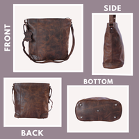 Tas selempang wanita kulit Vintage asli, tas keranjang bahu kapasitas besar ringan, dompet tahan lama dengan ritsleting untuk sehari-hari