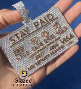 Colgante de Plata Sólida 925 para Hombre, con Diseño de Tarjeta ATM y Diamantes de Moissanita, Bicolor, Estilo Hip Hop, con Letra Personalizada - Product Image 6