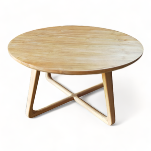 Table basse ronde moderne européenne Meubles de maison polyvalents en bois de teck massif stable pour le salon Table de canapé centrale - Product Image 1