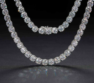 Collier en argent sterling avec pendentifs style hip-hop en moissanite VVS1, passe le testeur de diamants, chaîne cubaine glacée bicolore avec accents - Product Image 1