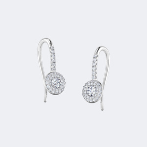 1.00CTW Round Diamond Pave Halo Drop <b>Earrings</b> 14k <b>Gold</b> Lab Grown D Color VVS Sparkling <b>Dangle</b> Jewelry for Women Pair - Product Image 3