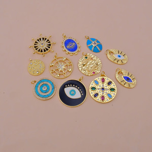 Colgante Redondo Estilo Mosaico Bohemio, Chapado en Oro, Latón, Piedras Preciosas Multicolores, Joyería para Mujer, Niños, Regalo de Fiesta, Boda - Product Image 6