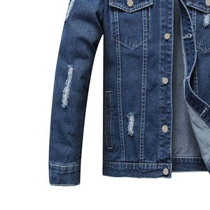 Veste en jean 100% coton personnalisée et élégante pour homme, saison hiver, qualité supérieure, style décontracté, poche, respirante, coupe-vent, bleue - Product Image 4