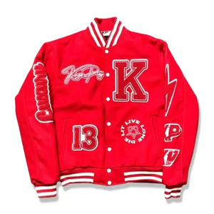 Cuerpo de lana de alta calidad mangas de cuero genuino señoras Varsity chaquetas nueva llegada Letterman béisbol Varsity chaqueta para mujer - Product Image 1