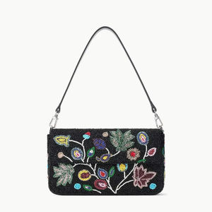Sac à main perlé, sacs à bandoulière brodés de fleurs, pochette de soirée pour femme avec perles de verre, sacoche multicolore à fleurs - Product Image 1