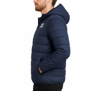 Veste d'hiver matelassée à capuche de haute qualité, nouvelle conception, vente en gros, pour hommes, marque privée, coupe-vent, respirante, logo frontal - Product Image 3